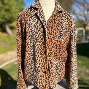 Fleece Crop Jacket / Shirt - Leopard Print - Stan Herman - Size Large